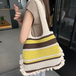 XL332 New Version Shoulder Bag Vintage Handmade Woolen Knitting Bag Lightweight Ladies Tote Bag Imported Shopping Handbag