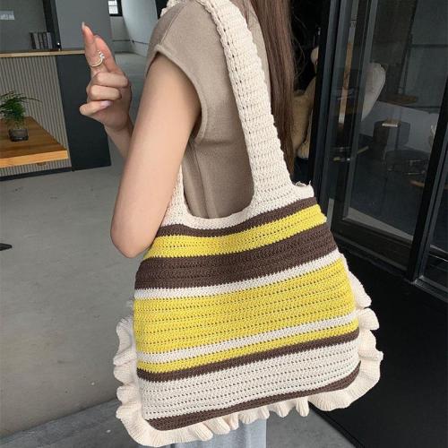 XL332 New Version Shoulder Bag Vintage Handmade Woolen Knitting Bag Lightweight Ladies Tote Bag Imported Shopping Handbag