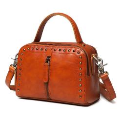 2024 Custom Genuine Leather Handbags For Women Luxury Doctor Bag With Rivets
