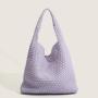 2024 ODM Handmade Woven Tote Bag for Women Custom Logo PU Lining Zipper Closure Solid Color Handbag for Leisure and Travel