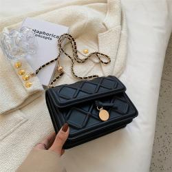 PU Ringer Pattern Bolsas Para Mujer Pure Square Bolsos-Para-Mujeres- Chains Leather Crossbody Bags For Women