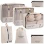 Customized white black 8pcs packing cubes for storage luggage high quality travel organizer compression packing cubes set