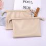 Custom Emboss Printing Pu Leather Cosmetic Skincare Product Storage Bag Drawstring Women Travel Leather Makeup Pouch
