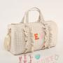 Spring Season Wholesale Manufacturer New Stock Cute Gingham Ruffle Handbags Travel Bag Duffle Girls Ladies Ruffle Duffle Bags