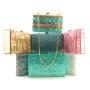 Wholesale fashion party transparent bag stripe acrylic color party bag transparent box clutch bag 2024