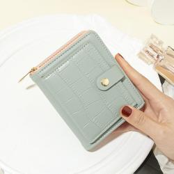 Short large capacity multi slot solid color wallet for women