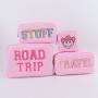 Keymay Hot Sale RTS Chenille Letter Patches 23 Colors Waterproof Nylon Toiletry Bag Wholesale Cosmetic Bags Make up Travel Bag
