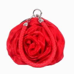 HR332 Rose Blossom Silk Bridal Wedding Dinner Clutch Bag Cute Mini Round Jewelry Handheld Women's Bag Small Coin Holder Bag