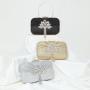 Good quality box clutch bag metal handle handbags glitter fabric shiny rhinestone flower purse tassels evening bag