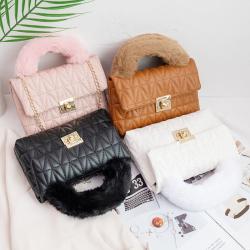 New Fashion Cheap Woman Handbag Custom Wholesale Plush Chain-lock Mini Handbag One-shoulder Cross-body Personality Lady Bag