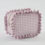 Large Capacity Nylon Travel Makeup Bag Storage bag Custom French Style Gingham Ruffle Cosmedtic Bag Round