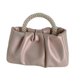 HR104 New Fashion Simple Women's Handbag For Banquet PU Beading Folded Cloud Small Square Bag Elegant Portable Crossbody Bag