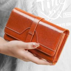 ZWY264 Wholesale Women RFID Multi-color Long Wallet Genuine Leather Lightweight Multi-Card Money Clip Daily Utility Card Pack