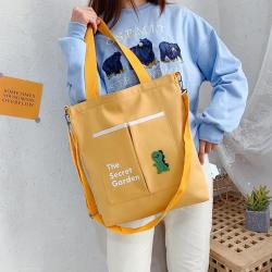 Large Capacity Women's Crossbody Canvas Shopping Bag Custom Logo Plain Organic Cotton Shoulder Tote Bag for Student