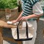 Modern Color Contrast Design Canvas Tote Bag Ladies Fashion Handbags Leisure Hand Bags Cheap Cotton Canvas Tote Bag