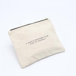 Eco-Friendly Thick Canvas Cotton Makeup Zipper Bag Beige Black Sunglasses Travel Zipper Canvas Cosmetic Pouch