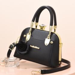 2024 wholesale High Quality glossy women bags one shoulder crossbody women's PU leather handbags with flower pendant
