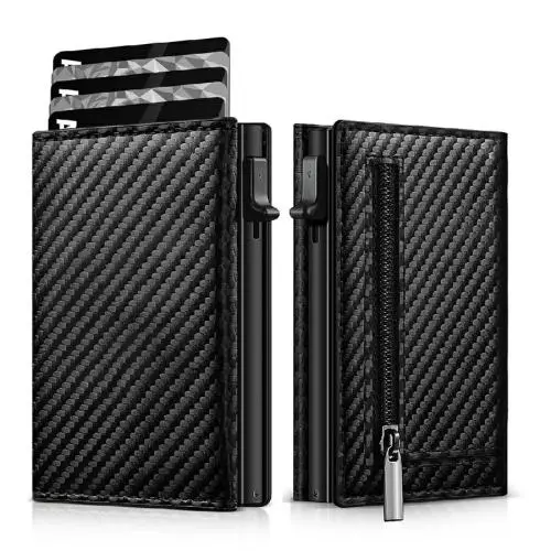 Hot Selling Slim Minimalist Aluminum Front Pocket Wallet with RFID Blocking Pop Up Case and Credit Card Wallet