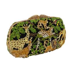 Money Leopard Water Diamond Handheld Evening Bag Banquet Party Bag