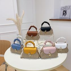 2022 Ladies Designer Bags Cute Straw Shoulder Bag Fashion Gold-tone Lock Flap Hand Satchel