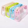 Keymay New Design Grass Green Waterproof Transparent Toiletry Bag Travel PVC Cosmetic Bag Clear Pouch With Zipper for
