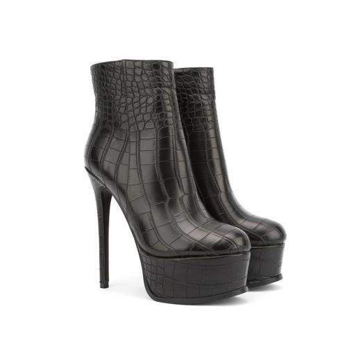 2022 Botas De Mujer New Arrival Ladies Sexy Banquet Boots Rounded Toe Platform Stiletto High Heeled Ankle Booties For Women