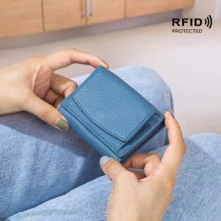 ZWY265 Women RFID Daily Fashion Short Genuine Leather Wallet Solid Color Simple Coin Pouch New Customizable Compact Money Clip
