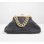 2022 Trendy Lady Designer Clutch  Bag Big Kiss-lock PU Leather Lattice Purse  Women Luxury Hasp Satchel  with Golden Chain