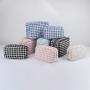 24 Hour Delivery Large Capacity Portable Soft Tweed Travel Cosmetic Makeup Standup Pouch Checked Organizer Toiletry Bag