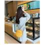 HR491 Women's Retro Small Round Bag Fashion and Versatile Single Shoulder Bag PU Niche Embroidered Handheld Messenger Bag