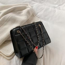 Women's Shoulder Bags 2024 New Korean Retro Chain Solid Color Armpit Bag Lingge Casual Bags for Women