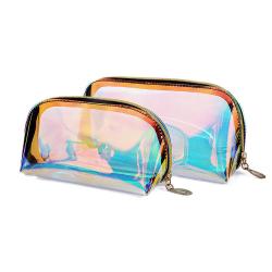Gelory Customizable Laser Magic Color Makeup Bag Thickened Transparent Waterproof TPU Travel Cosmetic Storage Bag