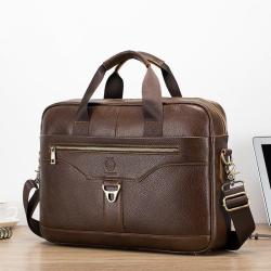 XL290 Genuine Leather Men's Business Bags Durable 14-20Inches Men's Laptop Bags Practical Simple Shoulder Bag Customized Logo
