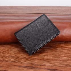 ZR114 Men's Leather Business Card Bag Lychee Pattern Top Layer Cow Leather Business Card Holder Stamped LOGO