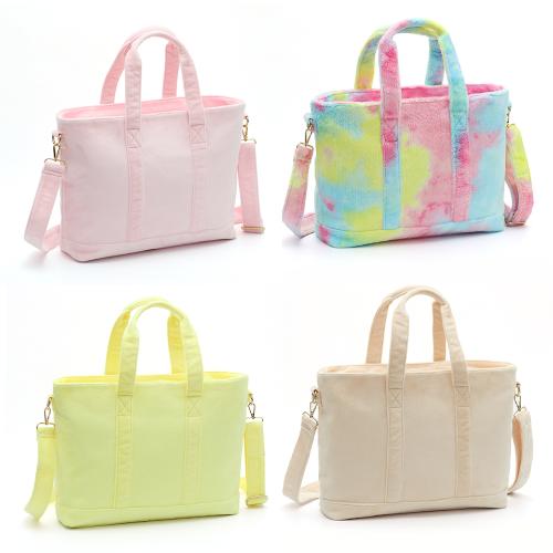 Stock Baby Pink Lilac Yellow Lilac Rainbow Fur Big Capacity Handbag Shoulder Bag Lightweight For Women Purse Terry Tote Bag