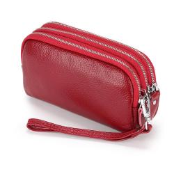 Fashionable womens purses handbag leather clutch bag zipper minimalist coin purse three layer zipper leather wallets for women