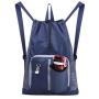 Gelory Black Reusable And Durable Polyester Drawstring Gym Bag Folding Into Pouch Lightweight Sports Drawstring Backpack