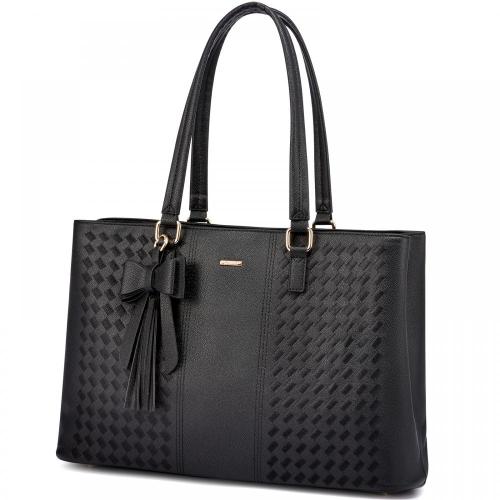LOVEVOOK Women's PU Leather Tote Bag Large Capacity Laptop Tote Office Shoulder Handbag Vintage Briefcase Hand Bag for Women