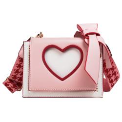 Hot sale cute pink color girls shoulder bag custom lolita stylish leather heart design women hand bag