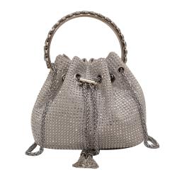 Crystal Bucket Bag Ins Design Chain Shoulder Messenger Bag Rhinestone Evening Party Bag For Women