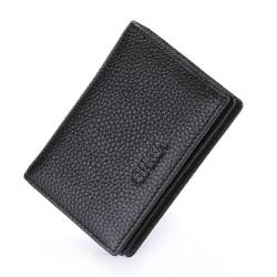 ZHF444 Cross-border Creative Zero Wallet Card Clip Credit Card Bag Buckle Zipper Lychee Genuine Leather Wallet Wholesale