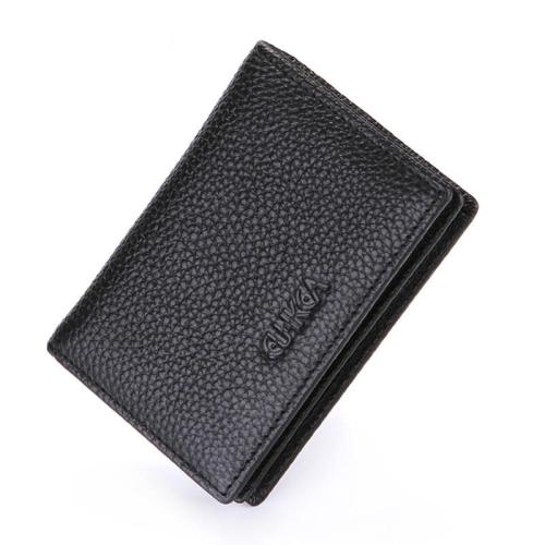ZHF444 Cross-border Creative Zero Wallet Card Clip Credit Card Bag Buckle Zipper Lychee Genuine Leather Wallet Wholesale
