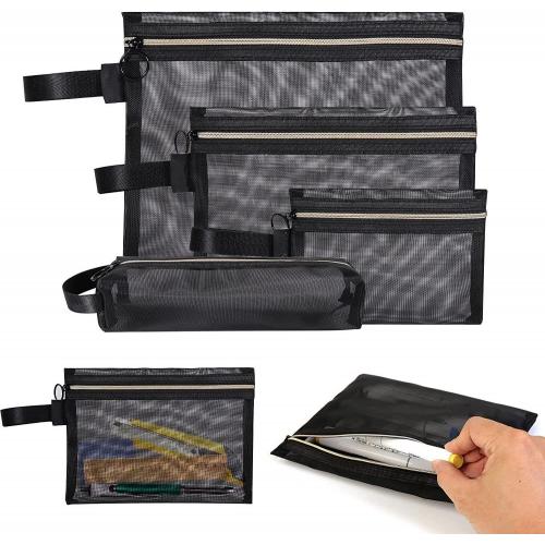 Nylon Pencil Pouches Breathable Travel Cosmetic Cables Chargers Organizer Zipper Mesh Pouch Bag