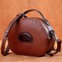 2021 Autumn And Winter Creative New Designer Luxury Women Fashion Small Round Bag Retro Genuine Leather Shoulder Bag Cross Body