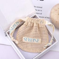 Custom Logo Printing Cotton Mesh Drawstring Bag For Soap Small Cosmetic Mesh Soap Pouch
