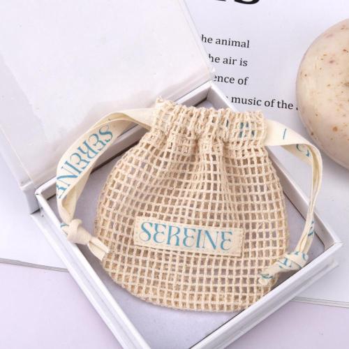 Custom Logo Printing Cotton Mesh Drawstring Bag For Soap Small Cosmetic Mesh Soap Pouch