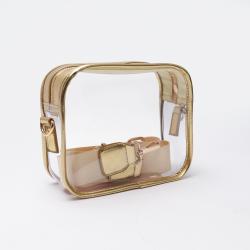Promotional Custom Transparent & PU Leather Tote Messenger Bag Stadium Approved Clear Bag Men Crossbody Bag  For Women