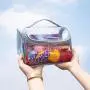 Gelory PVC Transparent Waterproof Large Capacity Wash Pouch Portable Cosmetic Bag Swimming Storage Bag