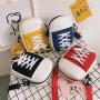HR321 Mini INS Spliced Canvas Crossbody Bag Canvas Shoe Shape Outdoor Hanging Women's Bag New Students Shoulder Small Square Bag