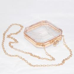 HR402 Transparent Women's Trendy Acrylic Mini Box Bag Retro Cross Body Chain Small Bag Pearl Lock Buckle Dinner Clutch Handbag